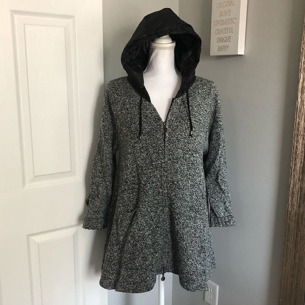 Black & White Flared Sweater Jacket